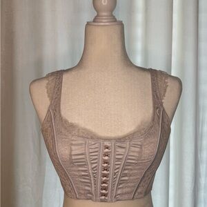 Victoria's Secret Tan Corset Bra with Lace Details